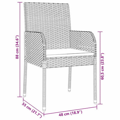 Set da Pranzo per Giardino con cuscino 5 pcs Grigio polyrattan | homemem39
