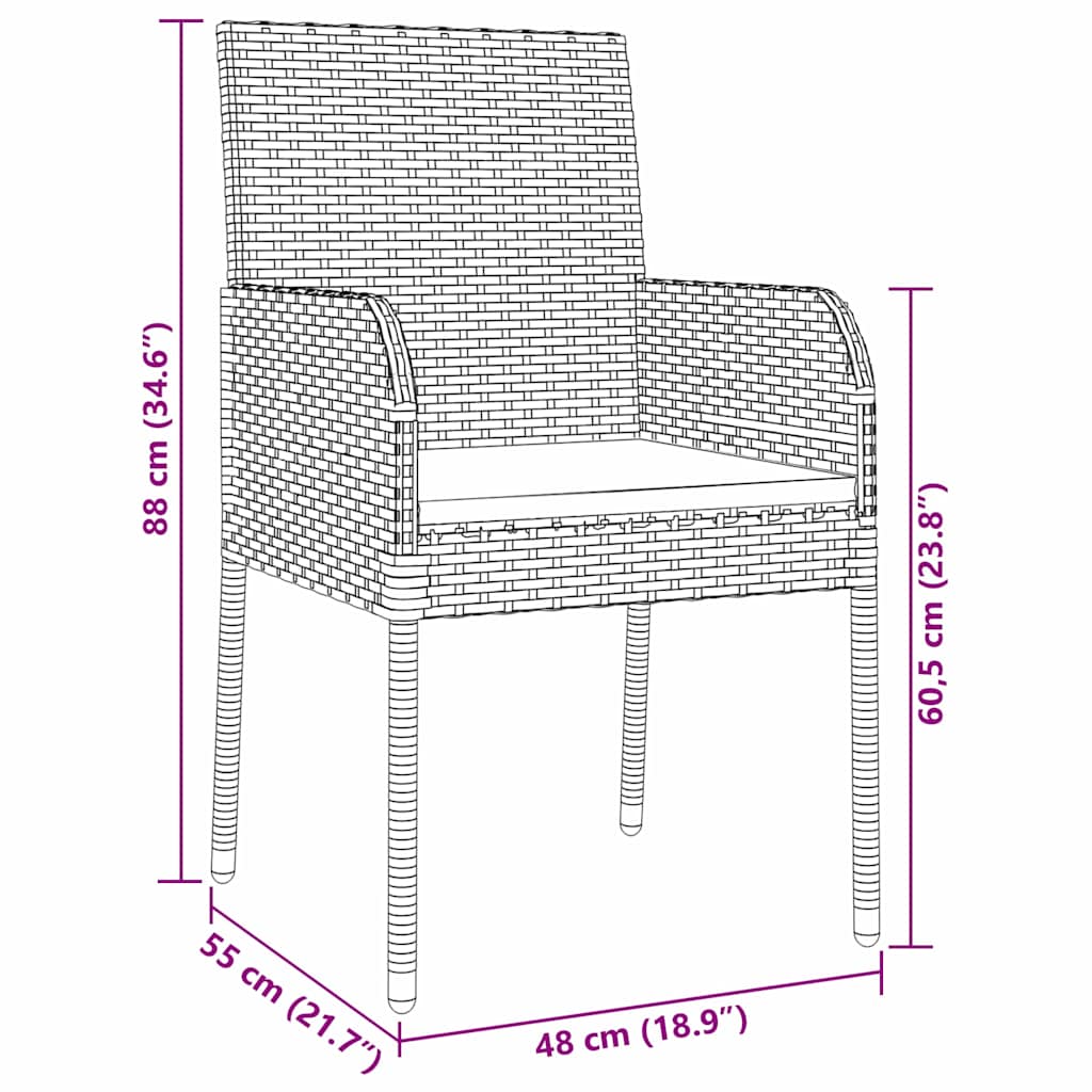 Set da Pranzo per Giardino con cuscino 5 pcs Grigio Poly Rattan - homemem39