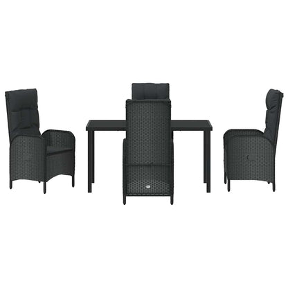Set da Pranzo per Giardino con cuscino 5 pcs Nero Poly Rattan - homemem39