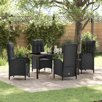 Set da Pranzo per Giardino con cuscino 5 pcs Nero Poly Rattan - homemem39