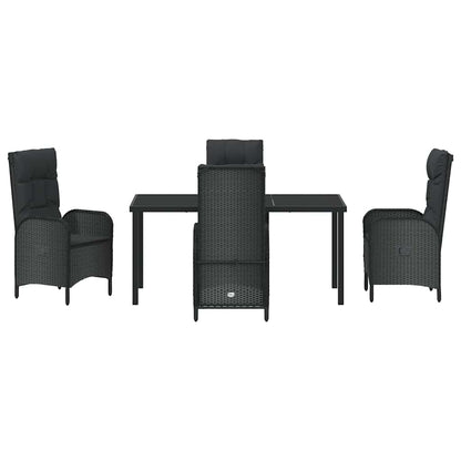 Set da Pranzo per Giardino con cuscino 5 pcs Nero Poly Rattan - homemem39