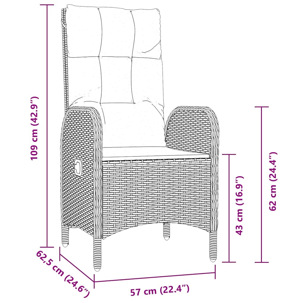 Set da Pranzo per Giardino con cuscino 5 pcs Nero polyrattan | homemem39