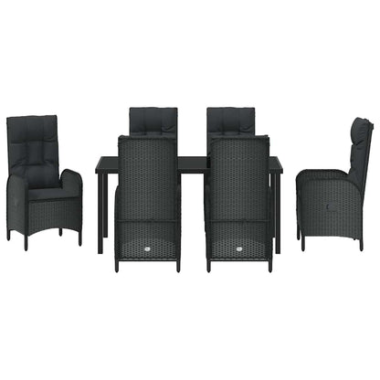 Set da Pranzo per Giardino con cuscino 7 pcs Nero Poly Rattan - homemem39