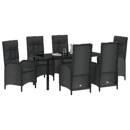 Set da Pranzo per Giardino con cuscino 7 pcs Nero Poly Rattan - homemem39