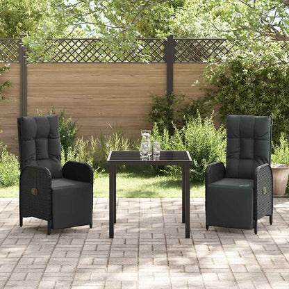 Set da Pranzo per Giardino con cuscino 3 pcs Nero Poly Rattan - homemem39