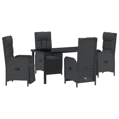 Set da Pranzo per Giardino con cuscino 5 pcs Nero Poly Rattan - homemem39