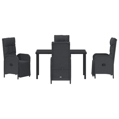 Set da Pranzo per Giardino con cuscino 5 pcs Nero Poly Rattan - homemem39
