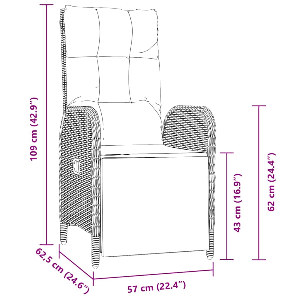 Set da Pranzo per Giardino con cuscino 5 pcs Nero polyrattan | homemem39
