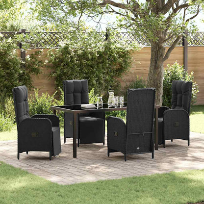 Set da Pranzo per Giardino con cuscino 5 pcs Nero Poly Rattan - homemem39