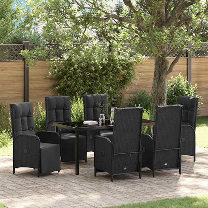 Set da Pranzo per Giardino con cuscino 7 pcs Nero Poly Rattan - homemem39