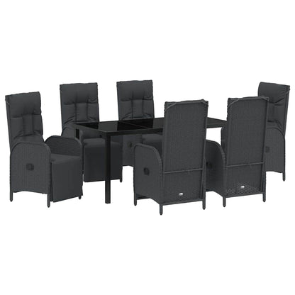 Set da Pranzo per Giardino con cuscino 7 pcs Nero Poly Rattan - homemem39