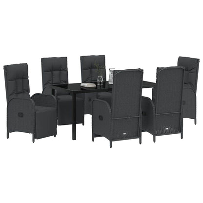 Set da Pranzo per Giardino con cuscino 7 pcs Nero Poly Rattan - homemem39