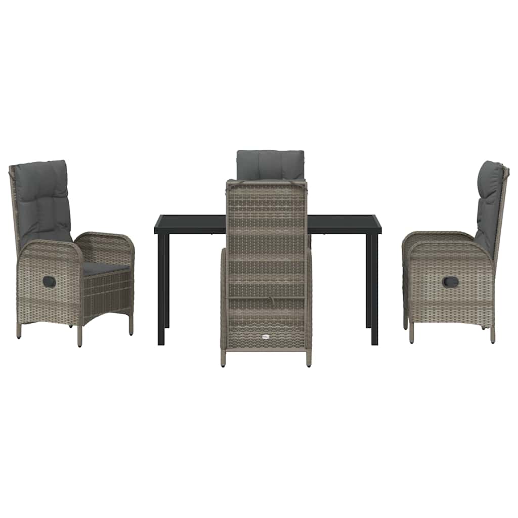 Set da Pranzo per Giardino con cuscino 5 pcs Grigio Poly Rattan - homemem39