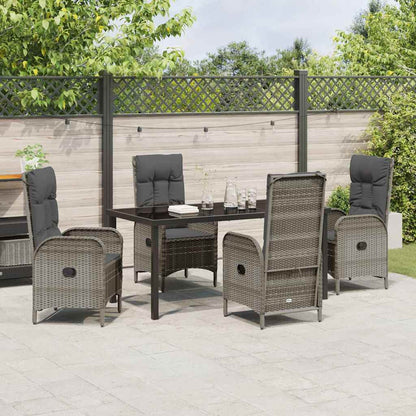Set da Pranzo per Giardino con cuscino 5 pcs Grigio Poly Rattan - homemem39