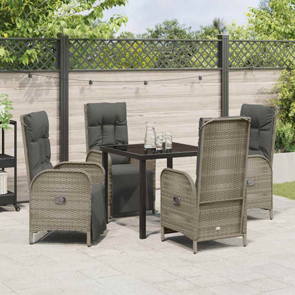 Set da Pranzo per Giardino con cuscino 5 pcs Grigio Poly Rattan - homemem39