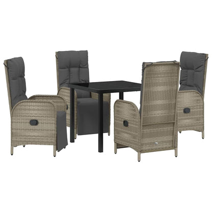 Set da Pranzo per Giardino con cuscino 5 pcs Grigio Poly Rattan - homemem39