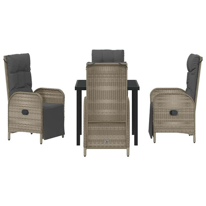 Set da Pranzo per Giardino con cuscino 5 pcs Grigio Poly Rattan - homemem39
