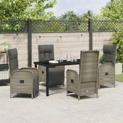 Set da Pranzo per Giardino con cuscino 5 pcs Grigio Poly Rattan - homemem39