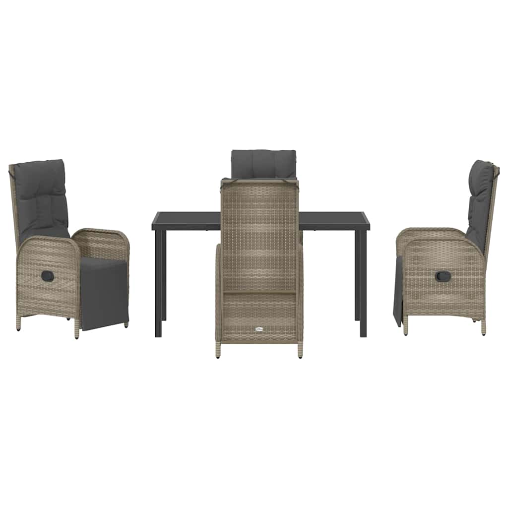 Set da Pranzo per Giardino con cuscino 5 pcs Grigio Poly Rattan - homemem39