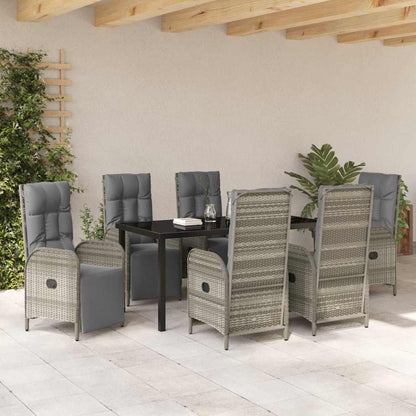 Set da Pranzo per Giardino con cuscino 7 pcs Grigio Poly Rattan - homemem39