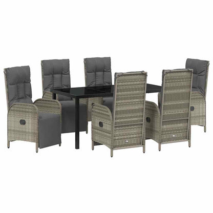 Set da Pranzo per Giardino con cuscino 7 pcs Grigio Poly Rattan - homemem39