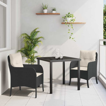 Set da Pranzo per Giardino con cuscino 3 pcs Nero Poly Rattan - homemem39