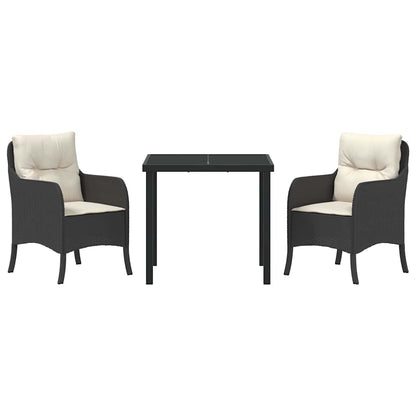 Set da Pranzo per Giardino con cuscino 3 pcs Nero Poly Rattan - homemem39