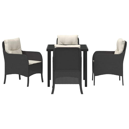 Set da Pranzo per Giardino con cuscino 5 pcs Nero Poly Rattan - homemem39
