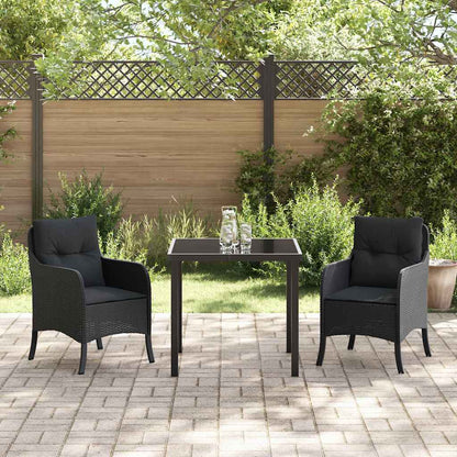Set da Pranzo per Giardino con cuscino 3 pcs Nero Poly Rattan - homemem39