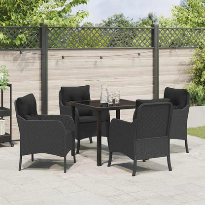 Set da Pranzo per Giardino con cuscino 5 pcs Nero Poly Rattan - homemem39