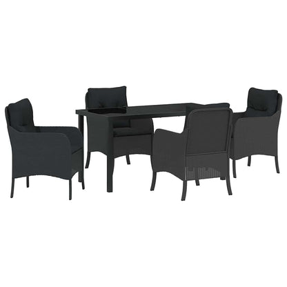 Set da Pranzo per Giardino con cuscino 5 pcs Nero Poly Rattan - homemem39