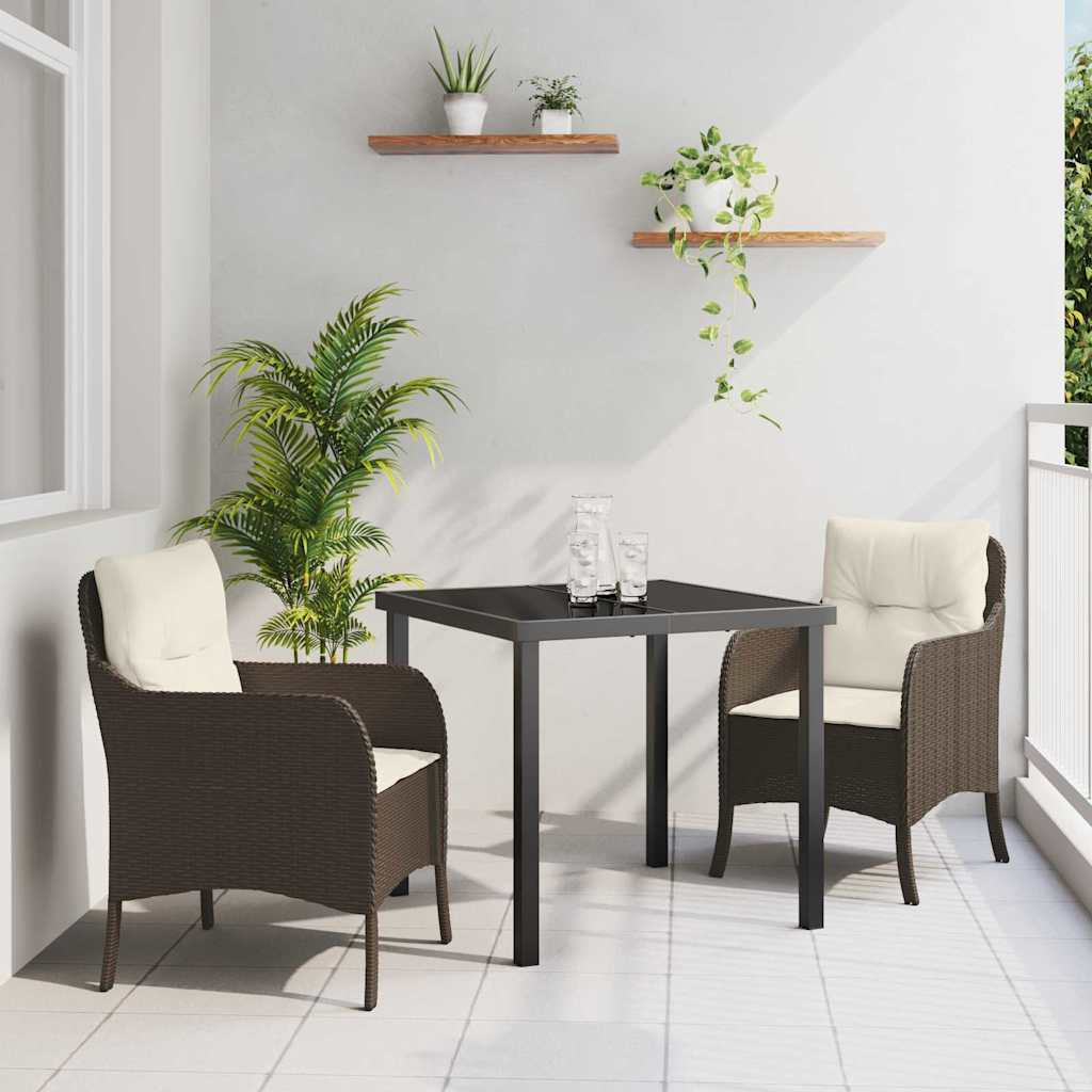 Set da Pranzo per Giardino 3 pcs Marrone Poly Rattan - homemem39