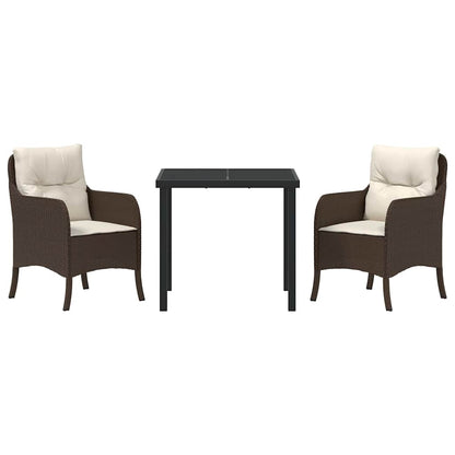 Set da Pranzo per Giardino 3 pcs Marrone Poly Rattan - homemem39