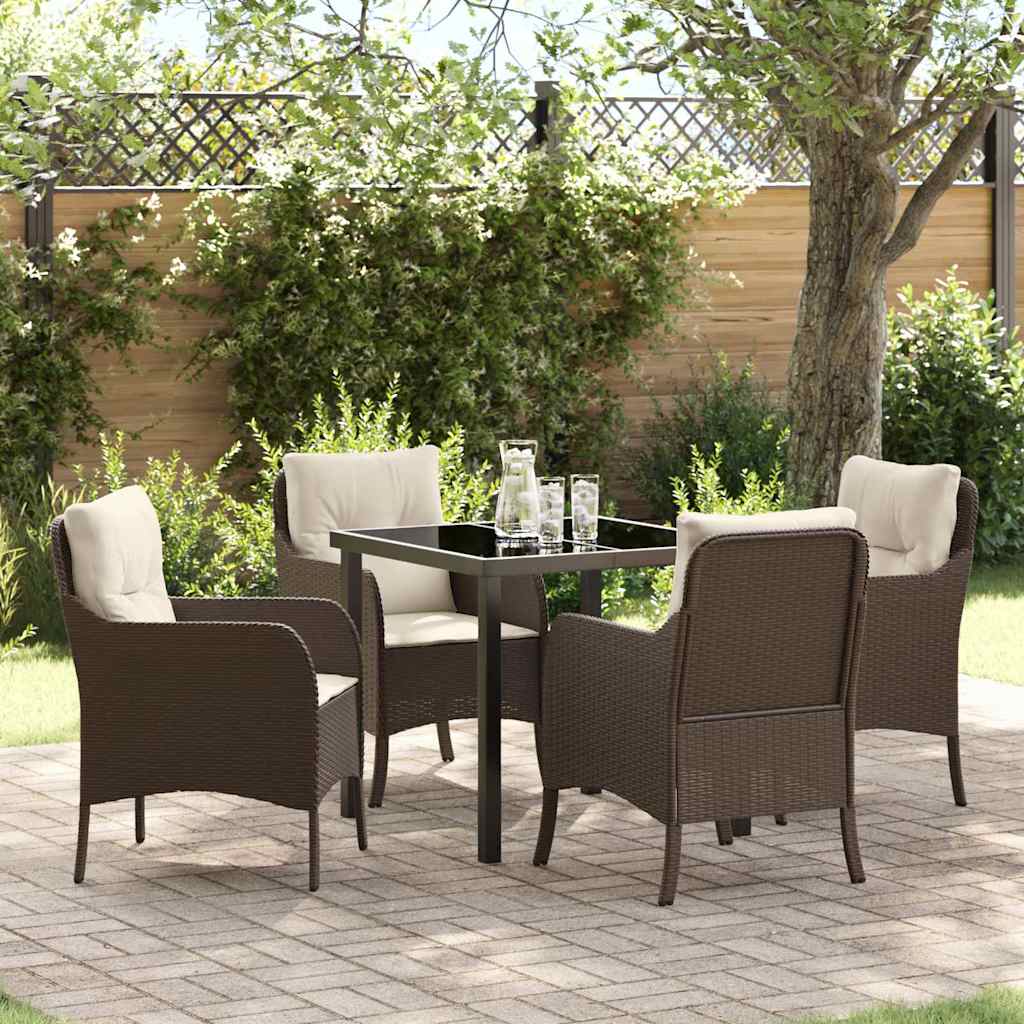 Set da Pranzo per Giardino 5 pcs Marrone Poly Rattan - homemem39