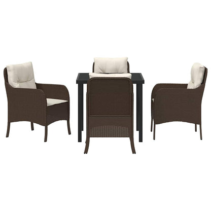 Set da Pranzo per Giardino 5 pcs Marrone Poly Rattan - homemem39