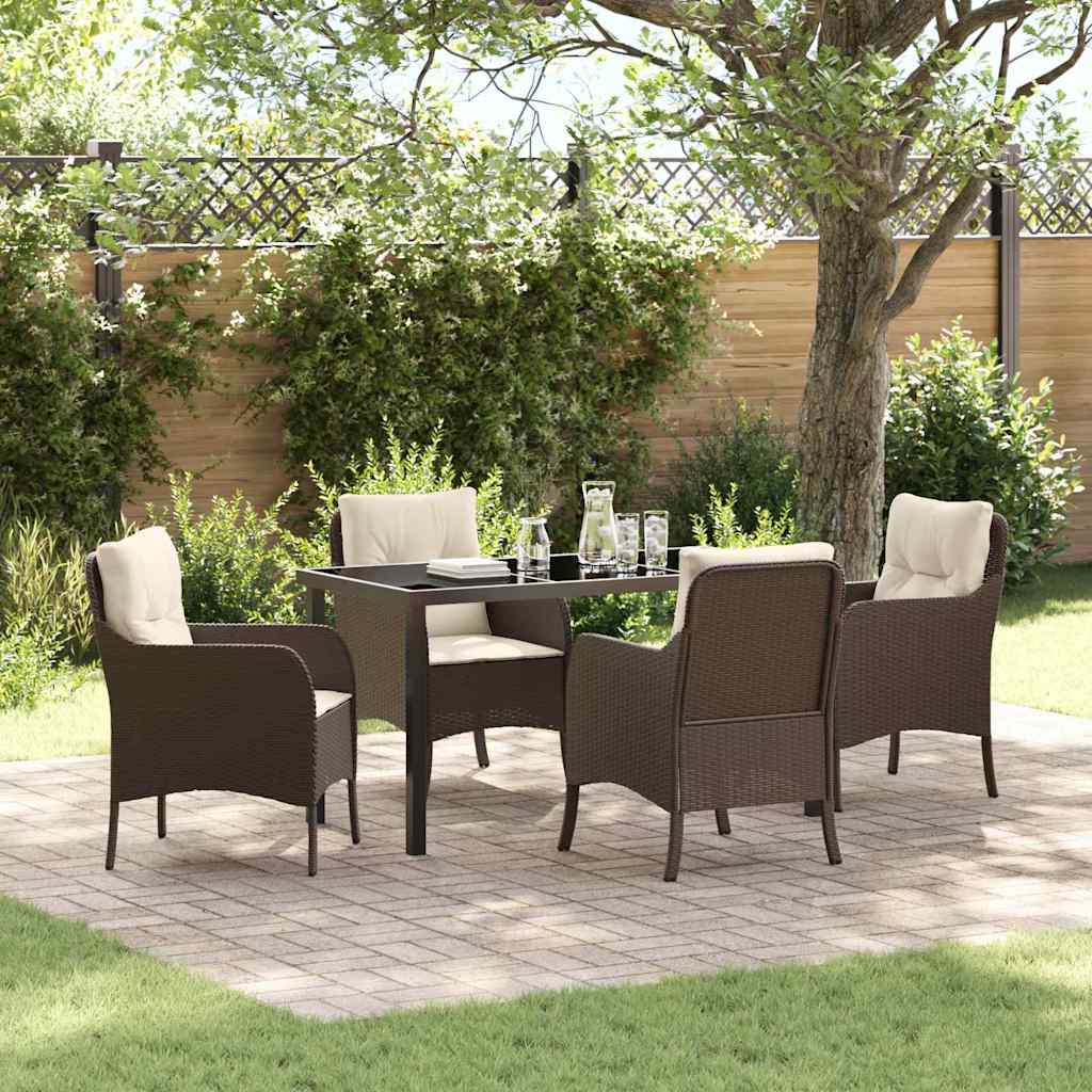 Set da Pranzo per Giardino 5 pcs Marrone Poly Rattan - homemem39