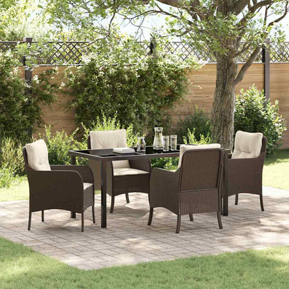 Set da Pranzo per Giardino 5 pcs Marrone Poly Rattan - homemem39