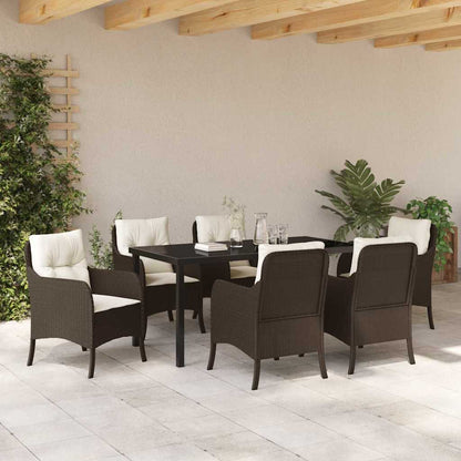 Set da Pranzo per Giardino 7 pcs Marrone Poly Rattan - homemem39