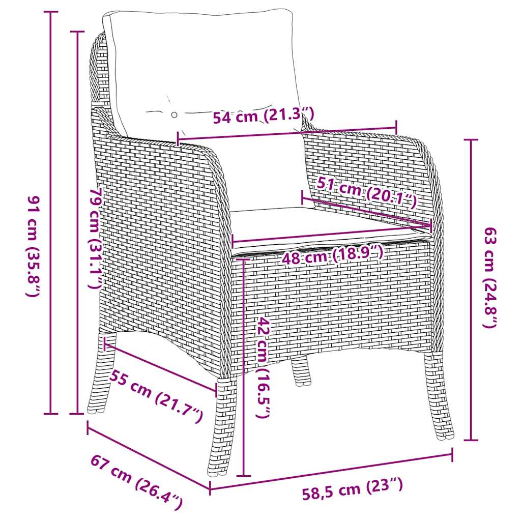 Set da Pranzo per Giardino con cuscino 7 pcs Grigio Poly Rattan - homemem39
