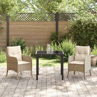Set da Pranzo per Giardino con cuscino 3 pcs Beige Poly Rattan - homemem39