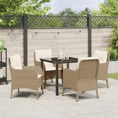 Set da Pranzo per Giardino con cuscino 5 pcs Beige Poly Rattan - homemem39