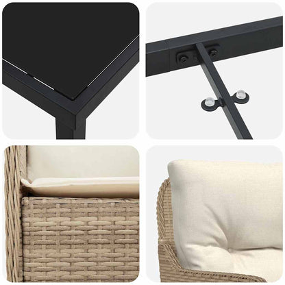 Set da Pranzo per Giardino con cuscino 5 pcs Beige Poly Rattan - homemem39