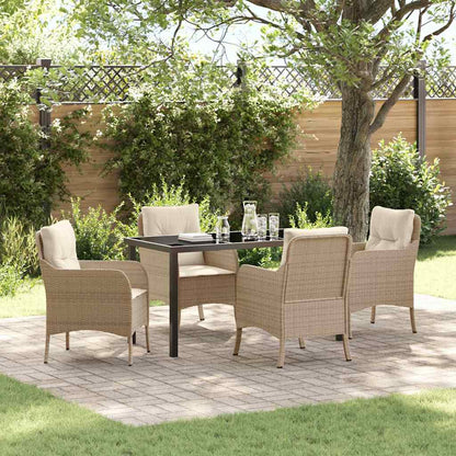 Set da Pranzo per Giardino con cuscino 5 pcs Beige Poly Rattan - homemem39
