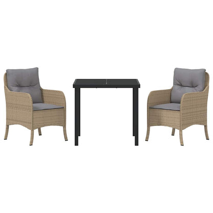 Set da Pranzo per Giardino con cuscino 3 pcs Beige Poly Rattan - homemem39