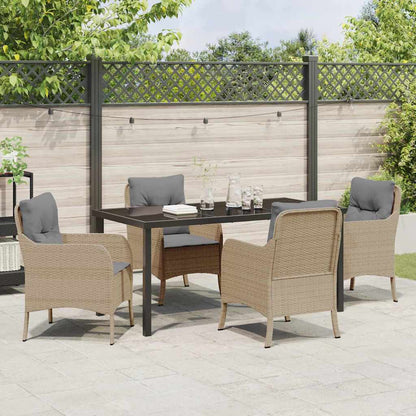 Set da Pranzo per Giardino con cuscino 5 pcs Beige Poly Rattan - homemem39