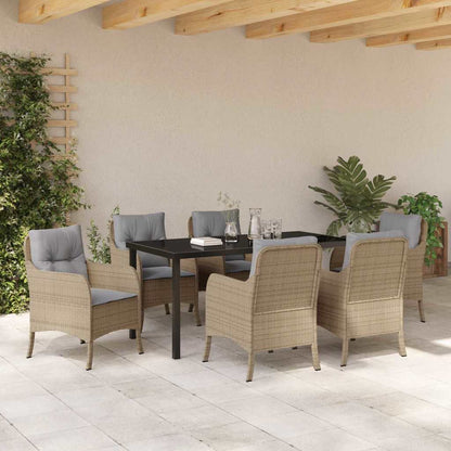 Set da Pranzo per Giardino con cuscino 7 pcs Beige Poly Rattan - homemem39