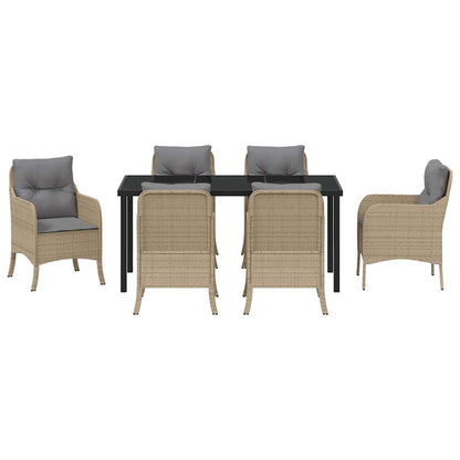 Set da Pranzo per Giardino con cuscino 7 pcs Beige Poly Rattan - homemem39