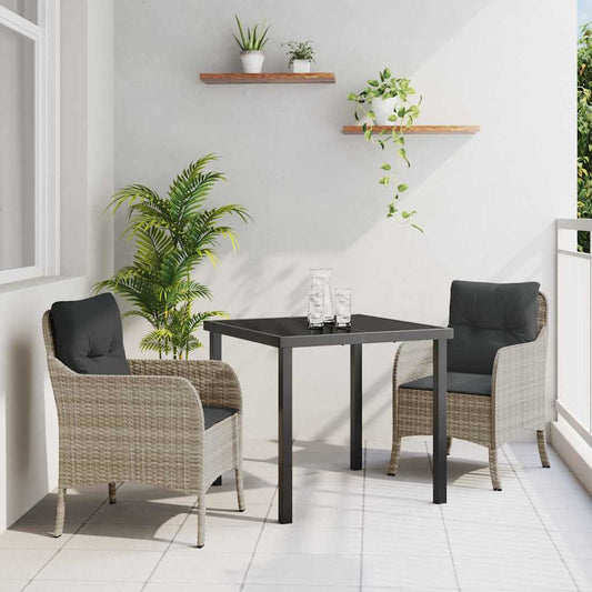Set da Pranzo per Giardino 3 pcs Grigio chiaro Poly Rattan - homemem39