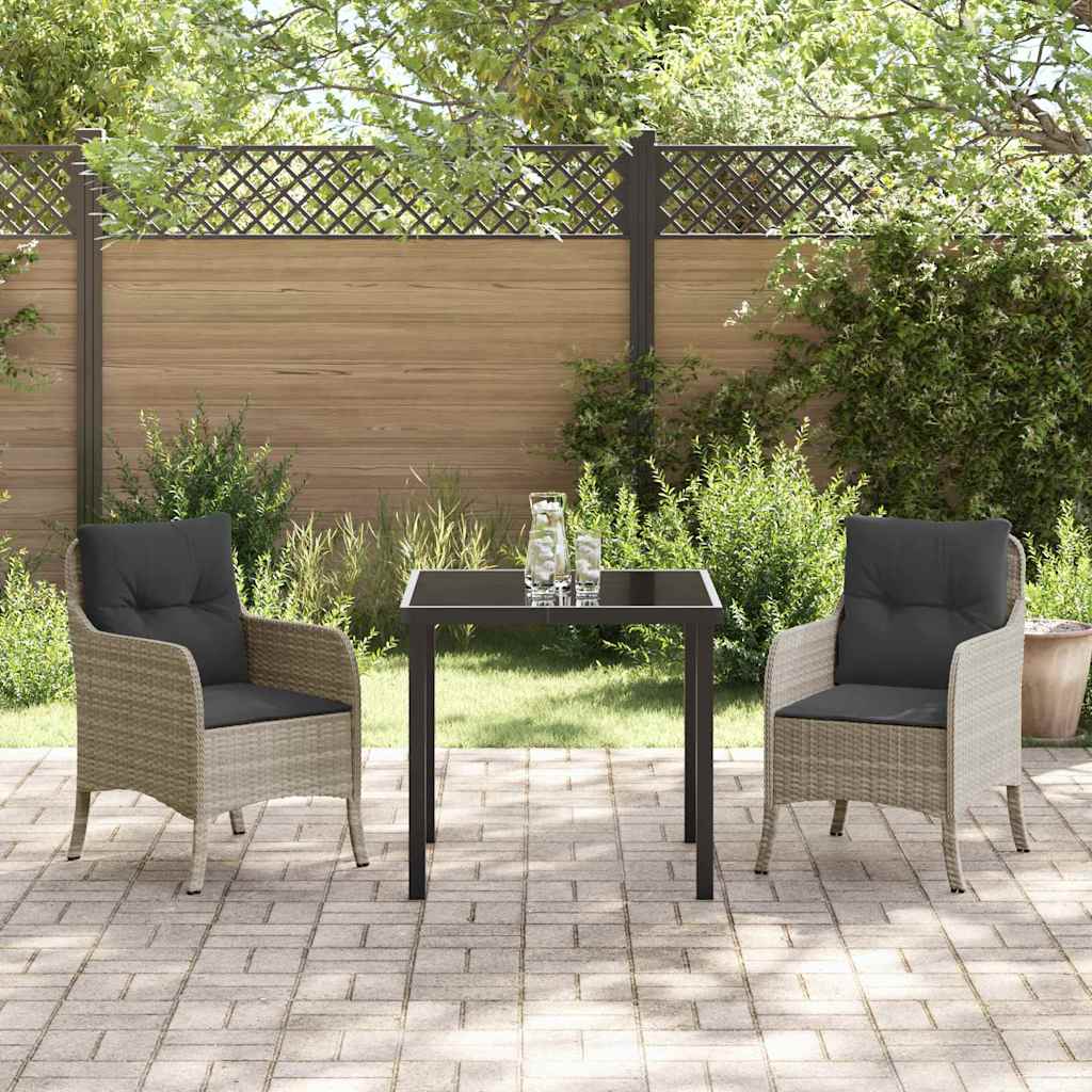 Set da Pranzo per Giardino 3 pcs Grigio chiaro Poly Rattan - homemem39