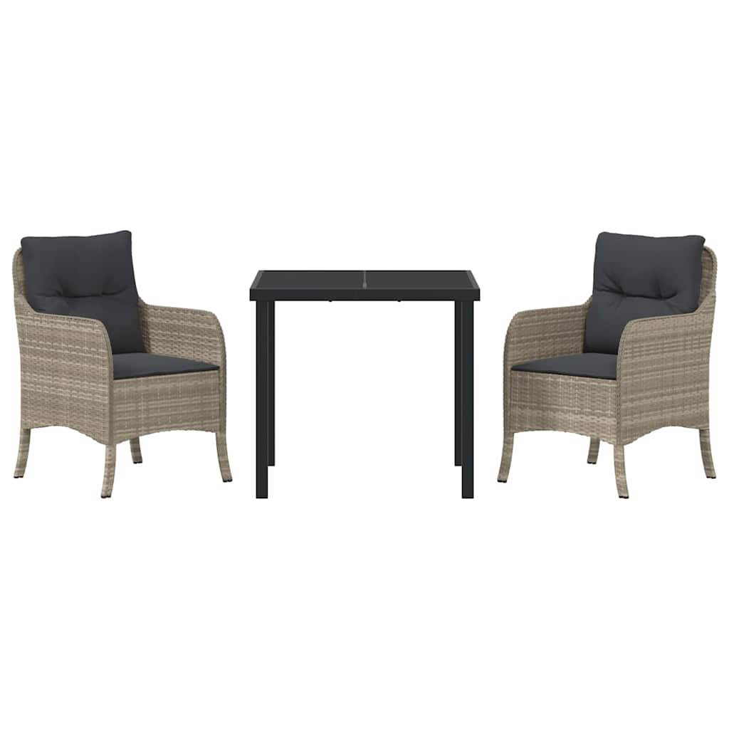 Set da Pranzo per Giardino 3 pcs Grigio chiaro Poly Rattan - homemem39